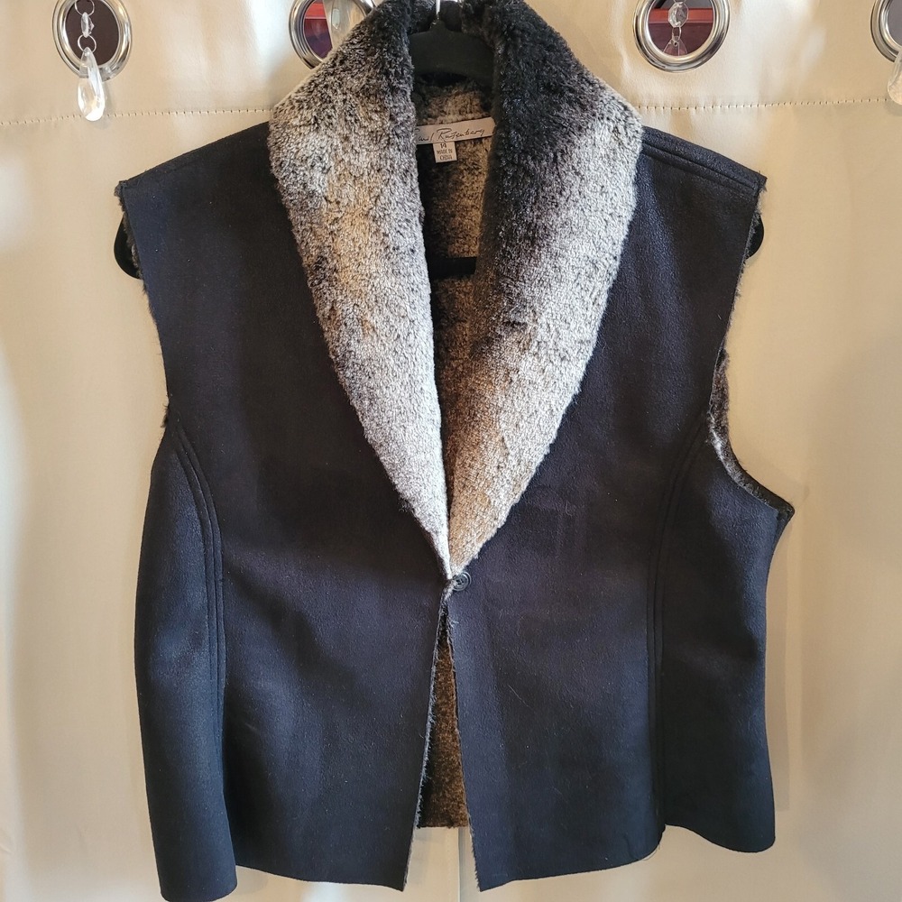 Vtg Earl Rutenberg Vest Faux Fur Size 14 Y2K Brown Jacket Western Mob Wife 16003